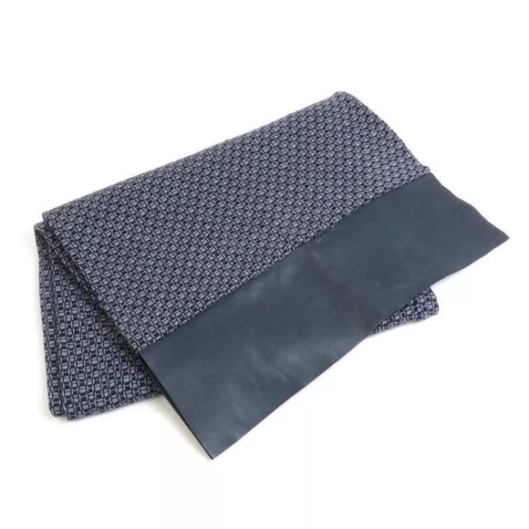 Auth HERMES SPORT Stole Scarf Navy/Light Gray Wool/Leather - Picture 1 of 8
